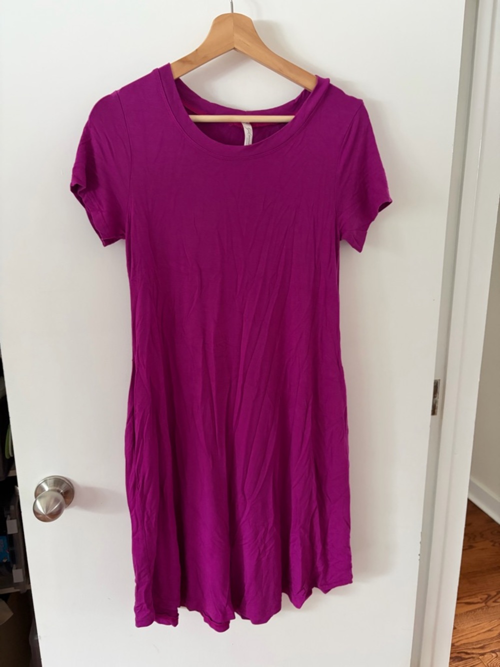 Magenta Short Sleeve Swing Dress
